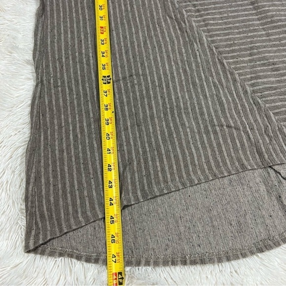 PureJill Womens Cotton Vneck Maxi dress Tan stripe S/S dress Size Medium - Picture 3 of 11